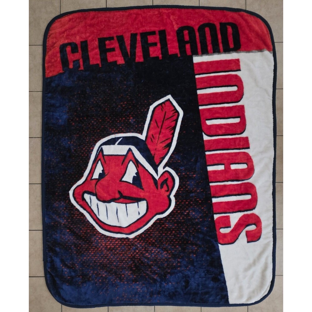 Cleveland Indians Chief Wahoo 78x60 Plush Throw Stadium Blanket MLB Guardians